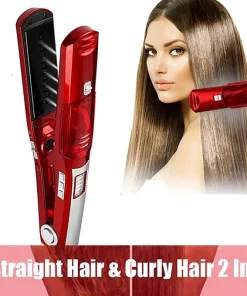 2 In 1 Hair Iron Straightener Flat Iron Steam Hair Straightener Salon Styler Tourmaline Flat Iron Curling Irons