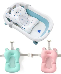 Baby Bath Seat Support Mat Foldable Bath Tub Pad &Amp Chair Newborn Bathtub Pillow Infant Anti-Slip Soft Comfort Body Cushion