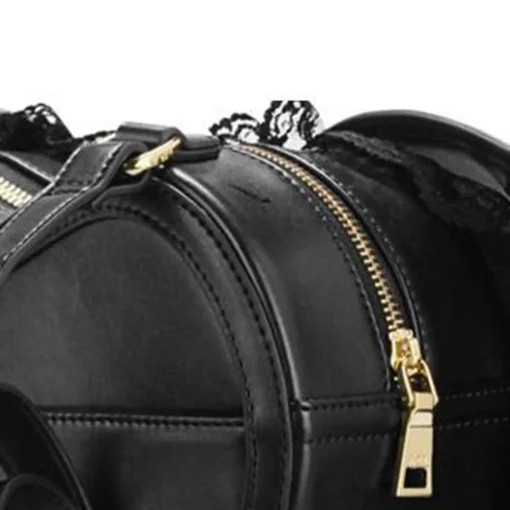 Black Backpack Lace Wing Shoulder Bag Leather Rucksack